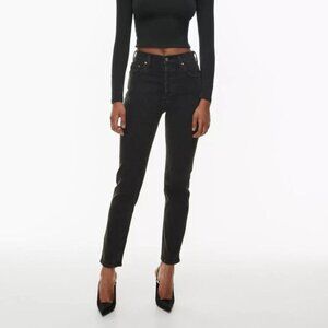 Denim Forum Yoko High Rise Slim Jeans, Black, 25